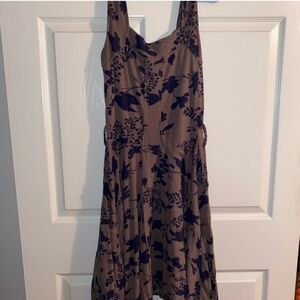Effie’s Heart Floral Print Sleeveless Dress - Brown and Navy medium